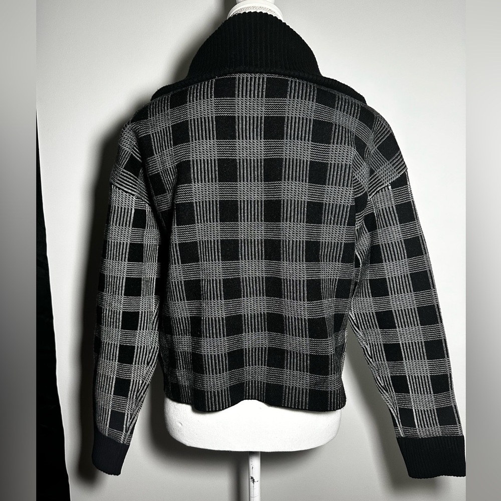 Max Studio Dark Academia Plaid Zip-Up Sweater - Picture 5 of 9